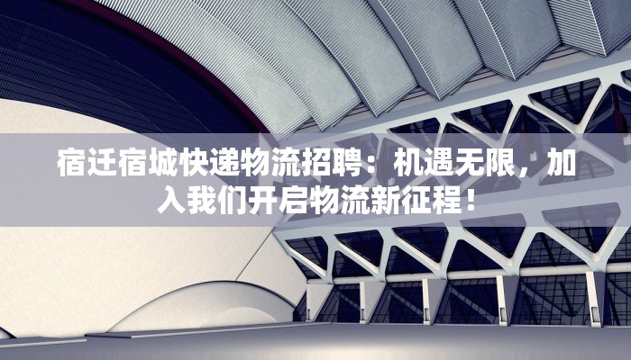 宿迁宿城快递物流招聘：机遇无限，加入我们开启物流新征程！